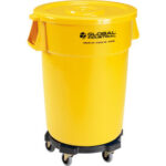 Global Industrial™ Plastic Trash Can with Lid & Dolly - 44 Gallon Yellow