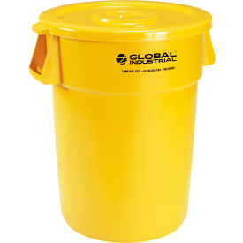 Global Industrial™ Plastic Trash Can with Lid - 44 Gallon Yellow