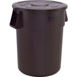 Global Industrial™ Plastic Trash Can with Lid - 55 Gallon Brown