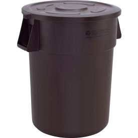 Global Industrial™ Plastic Trash Can with Lid - 55 Gallon Brown