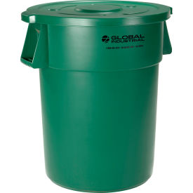 Global Industrial™ Plastic Trash Can with Lid - 55 Gallon Green