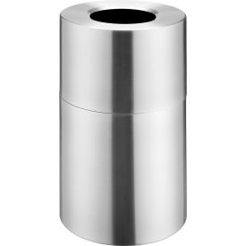 Global Industrial™ Aluminum Round Open Top Trash Can 35 Gallon Satin Clear