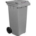 Global Industrial™ Mobile Trash Container with Lid 32 Gallon Gray