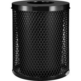 Global Industrial™ Outdoor Diamond Steel Trash Can With Flat Lid 36 Gallon Black