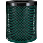 Global Industrial™ Outdoor Diamond Steel Trash Can With Flat Lid 36 Gallon Green