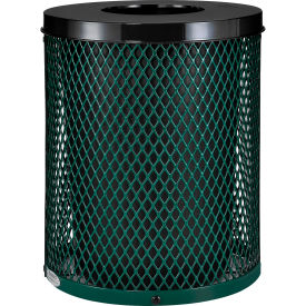 Global Industrial™ Outdoor Diamond Steel Trash Can With Flat Lid 36 Gallon Green