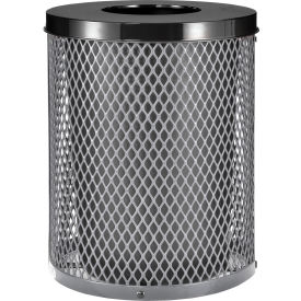 Global Industrial™ Outdoor Diamond Steel Trash Can With Flat Lid 36 Gallon Gray