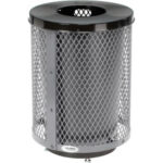 Global Industrial™ Outdoor Diamond Steel Trash Can With Flat Lid & Base 36 Gallon Gray