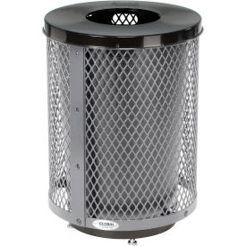 Global Industrial™ Outdoor Diamond Steel Trash Can With Flat Lid & Base 36 Gallon Gray