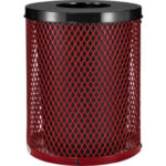 Global Industrial™ Outdoor Diamond Steel Trash Can With Flat Lid 36 Gallon Red