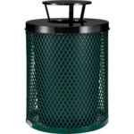 Global Industrial™ Outdoor Diamond Steel Trash Can With Rain Bonnet Lid 36 Gallon Green