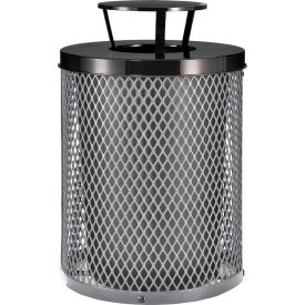 Global Industrial™ Outdoor Diamond Steel Trash Can With Rain Bonnet Lid 36 Gallon Gray