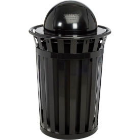 Global Industrial™ Outdoor Slatted Steel Trash Can With Dome Lid 36 Gallon Black
