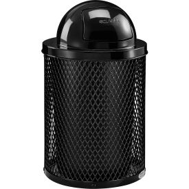 Global Industrial Outdoor Steel Diamond Trash Can With Dome Lid 36 Gallon Black