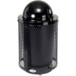 Global Industrial™ Outdoor Diamond Steel Trash Can With Dome Lid & Base 36 Gallon Black