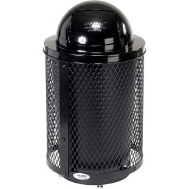 Global Industrial™ Outdoor Diamond Steel Trash Can With Dome Lid & Base 36 Gallon Black