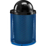 Global Industrial™ Outdoor Steel Diamond Trash Can With Dome Lid 36 Gallon Blue