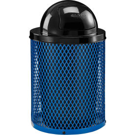 Global Industrial Outdoor Steel Diamond Trash Can With Dome Lid 36 Gallon Blue