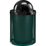 Global Industrial™ Outdoor Steel Diamond Trash Can With Dome Lid 36 Gallon Green