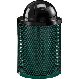 Global Industrial™ Outdoor Steel Diamond Trash Can With Dome Lid 36 Gallon Green