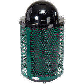 Global Industrial Outdoor Diamond Steel Trash Can With Dome Lid & Base 36 Gallon Green