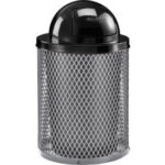 Global Industrial™ Outdoor Diamond Steel Trash Can With Dome Lid 36 Gallon Gray