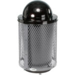 Global Industrial™ Outdoor Diamond Steel Trash Can With Dome Lid & Base 36 Gallon Gray