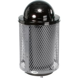 Global Industrial™ Outdoor Diamond Steel Trash Can With Dome Lid & Base 36 Gallon Gray