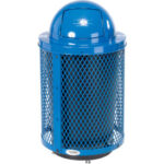 Global Industrial™ Outdoor Diamond Steel Recycling Can With Dome Lid & Base 36 Gallon Blue