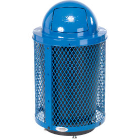 Global Industrial™ Outdoor Diamond Steel Recycling Can With Dome Lid & Base 36 Gallon Blue