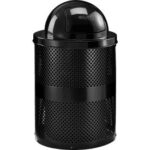 Global Industrial™ Outdoor Perforated Steel Trash Can With Dome Lid 36 Gallon Black