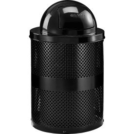 Global Industrial Outdoor Perforated Steel Trash Can With Dome Lid 36 Gallon Black
