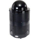 Global Industrial™ Outdoor Perforated Steel Trash Can With Dome Lid & Base 36 Gallon Black