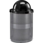 Global Industrial™ Outdoor Perforated Steel Trash Can With Dome Lid 36 Gallon Gray