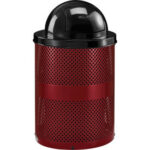 Global Industrial™ Outdoor Perforated Steel Trash Can With Dome Lid 36 Gallon Red