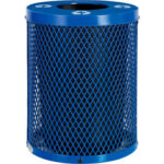 Global Industrial™ Outdoor Diamond Steel Recycling Can w/Flat Lid 36 Gallon Blue