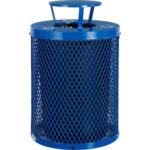 Global Industrial™ Outdoor Diamond Steel Recycling Can w/Rain Bonnet Lid 36 Gallon Blue