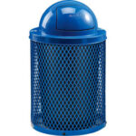 Global Industrial™ Outdoor Diamond Steel Recycling Can w/Dome Lid 36 Gallon Blue