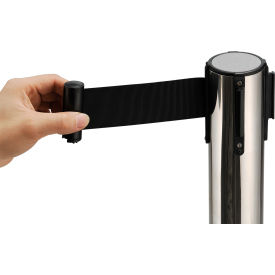 Global Industrial™ Retractable Belt Barrier 39"" Stainless Steel Post 6-1/2' Black Belt