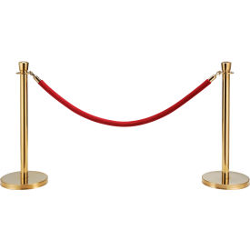 Global Industrial™ Red Velour Rope 59"" With Ends For Portable Gold Post