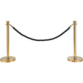 Global Industrial™ Black Vinyl Braided Rope 59"" With Ends For Portable Gold Post