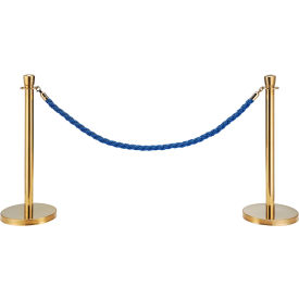 Global Industrial™ Blue Vinyl Braided Rope 59"" With Ends For Portable Gold Post