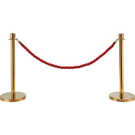 Global Industrial™ Red Vinyl Braided Rope 59"" With Ends For Portable Gold Post