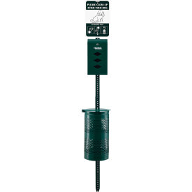 Global Industrial™ Steel Pet Waste Station With Rolled Waste Bags Green