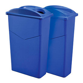 Global Industrial Recycling System For Paper/Bottles & Cans 46 Gallon Blue