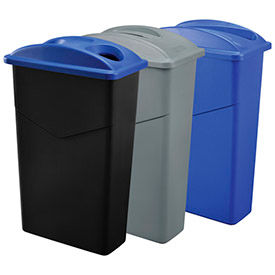 Global Industrial™ Recycling System For Paper/Bottles & Cans 69 Gallon Gray/Blue/Black