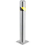 Global Industrial™ Surface Mount Stainless Steel Bollard W/Hazard Tape 4.5''D x 36''H