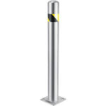 Global Industrial™ Surface Mount Stainless Steel Bollard W/Hazard Tape 4.5''D x 42''H
