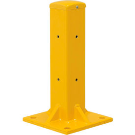 Global Industrial™ Bolt-On Steel Post For Single 2-Rib Guard Rail 18""H Yellow