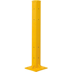 Global Industrial™ Bolt-On Steel Post for Double 2-Rib Guard Rail 42""H Yellow